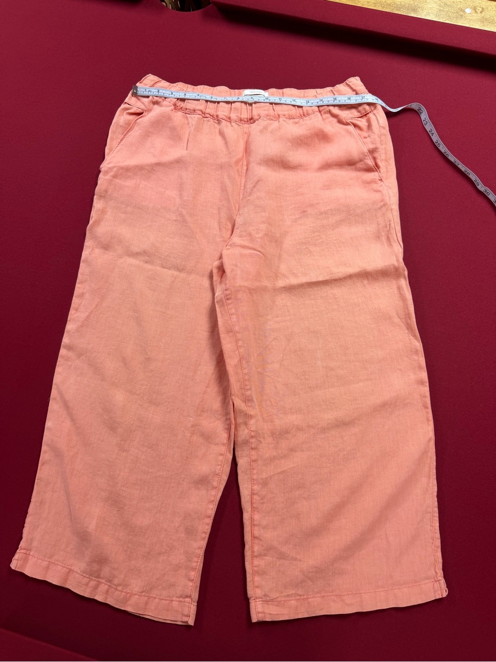 Cynthia Rowley Coral Linen Wide-Leg Pants